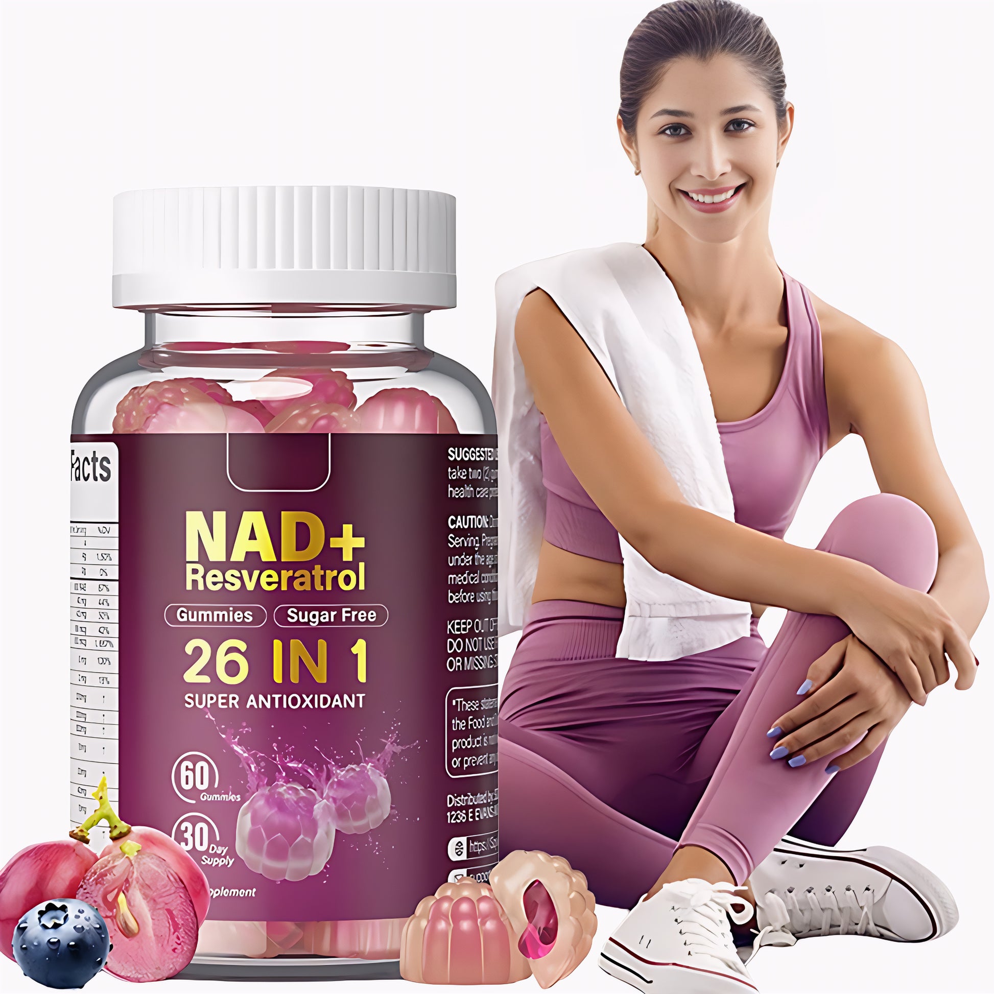 NAD+ Liposomal Supplement Gummies with Resveratrol – Organic Anti-Aging & Energy Support for Women