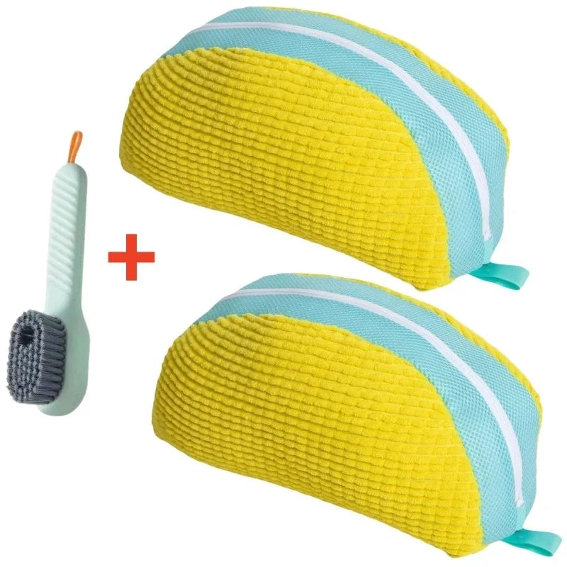 ๐งผ Shoe Cleaner Kit โ ๐งบ Laundry Washing Bags + ๐ชฅ Soft Bristle Brush for ๐ Sneakers & All Shoes (1/2/4PCS)