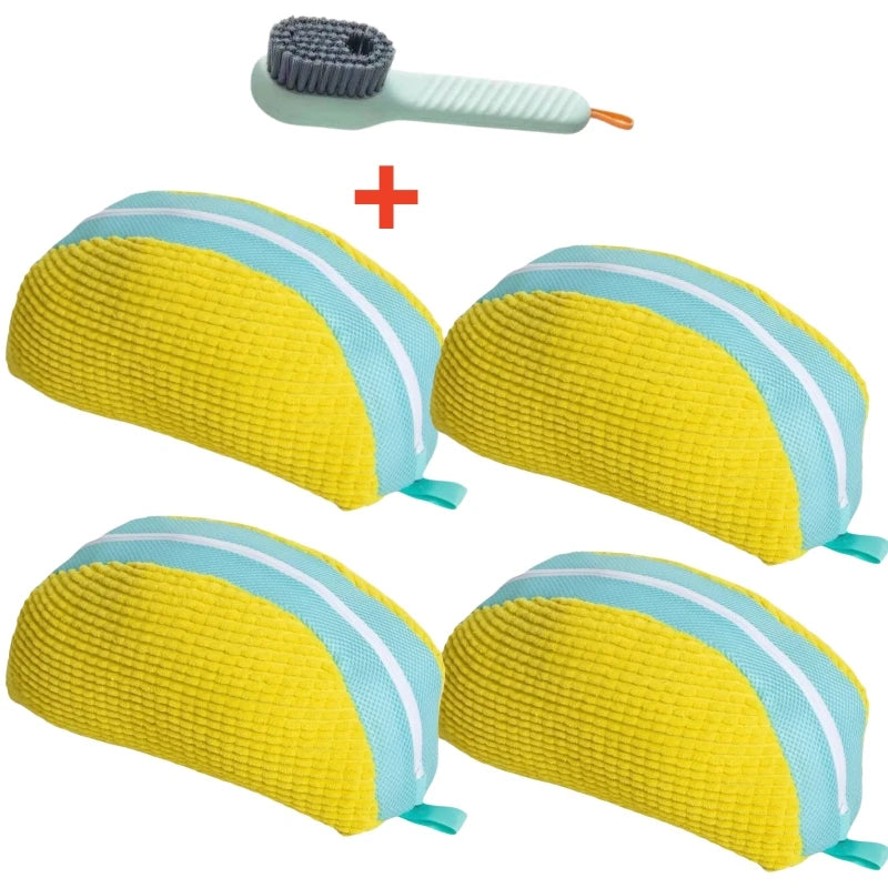 ๐งผ Shoe Cleaner Kit โ ๐งบ Laundry Washing Bags + ๐ชฅ Soft Bristle Brush for ๐ Sneakers & All Shoes (1/2/4PCS)