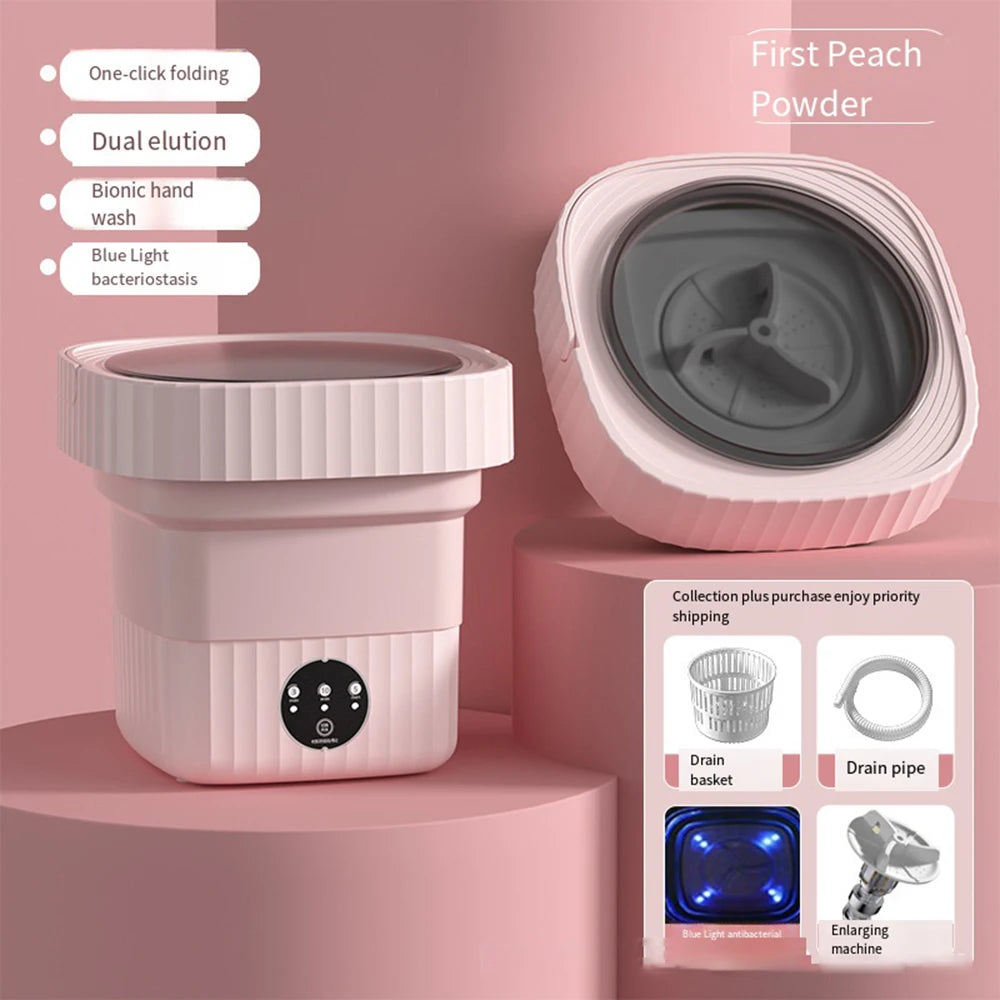 Folding Mini Washing Machine – Portable Washer for Underwear, Baby Clothes & Travel (6L/11L)