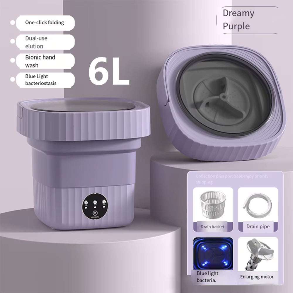 Folding Mini Washing Machine – Portable Washer for Underwear, Baby Clothes & Travel (6L/11L)