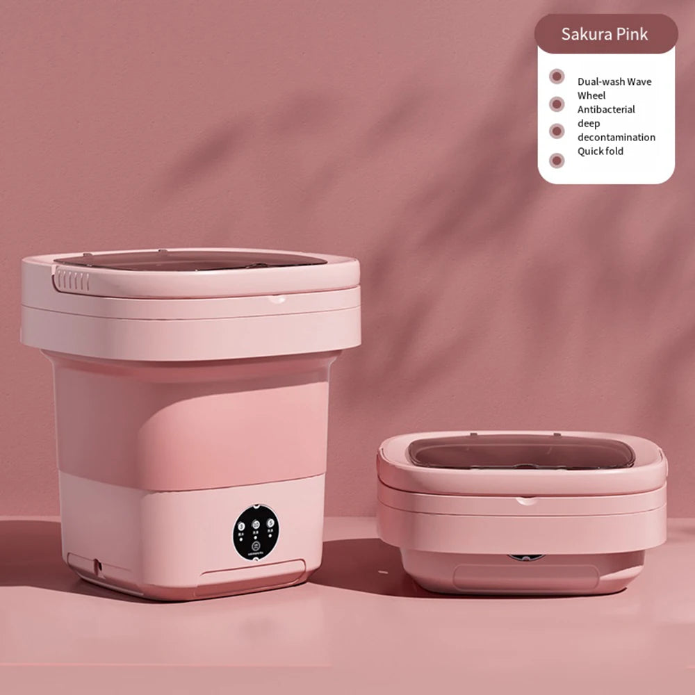 Folding Mini Washing Machine – Portable Washer for Underwear, Baby Clothes & Travel (6L/11L)