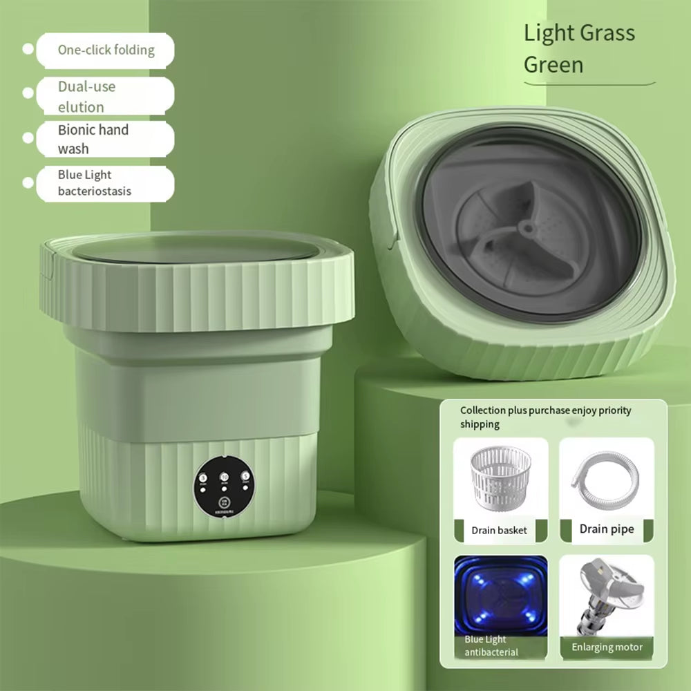Folding Mini Washing Machine – Portable Washer for Underwear, Baby Clothes & Travel (6L/11L)