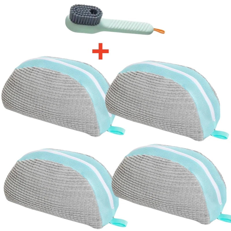 🧼 Shoe Cleaner Kit – 🧺 Laundry Washing Bags + 🪥 Soft Bristle Brush for 👟 Sneakers & All Shoes (1/2/4PCS)
