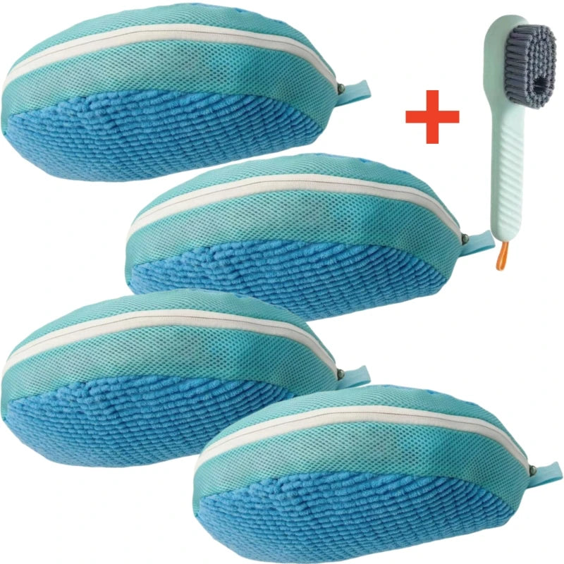 🧼 Shoe Cleaner Kit – 🧺 Laundry Washing Bags + 🪥 Soft Bristle Brush for 👟 Sneakers & All Shoes (1/2/4PCS)