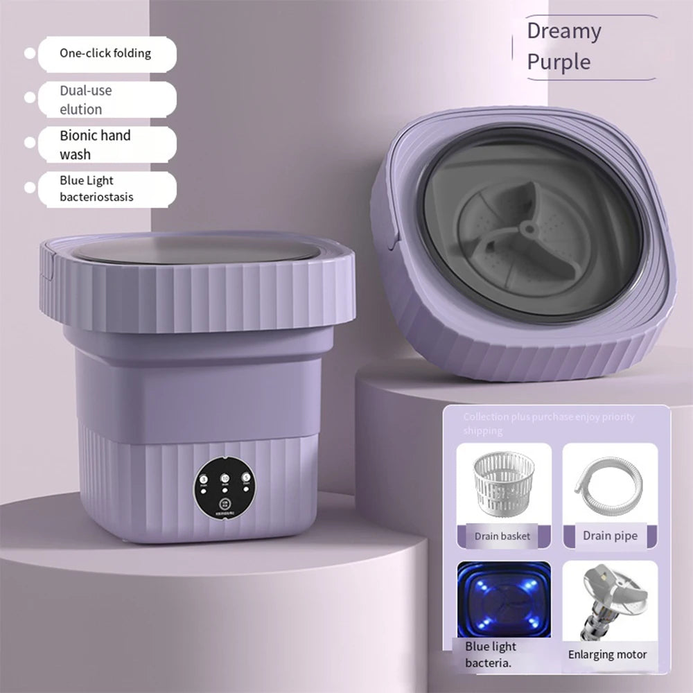 Folding Mini Washing Machine – Portable Washer for Underwear, Baby Clothes & Travel (6L/11L)